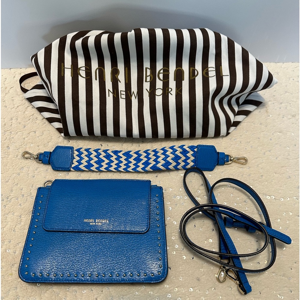 Henri Bendel Stanton Blue Studded Crossbody EUC